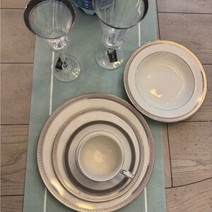 Elegant Silver Rimmed Dinnerware Set